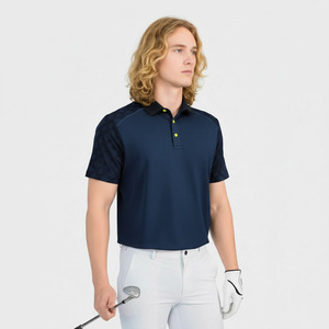 Chemise de golf personnalisée en maille unie respirante brodée à manches courtes coupe classique pour homme - Product Image 1