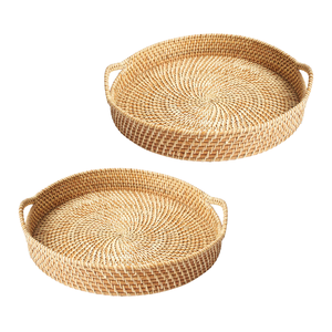 Meilleure vente panier/plateau en rotin rond en osier fabriqué à la main plateau décor à la maison plateau en rotin décor de Table et panier de service alimentaire - Product Image 1