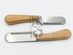 High Quality Stripping Knife Stainless Steel Pet Grooming <b>Scissors</b> and Wood Handle Stripping Brush Set with Sustainable Design - Product Image 5