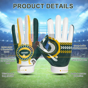 Gants de rugby et de football américain avec logo personnalisé, haute qualité, adhérence collante sur la paume, gants de sport professionnels pour l'extérieur - Product Image 3