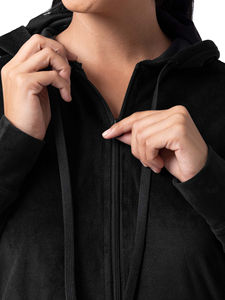 Elegante chándal de terciopelo para mujer cómodo de dos piezas Lounge Wear Sudadera con capucha con pantalones OEM ropa al por mayor - Product Image 4