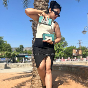 Bolso de mano de piel sintética estilo occidental para mujer, Cartera de piel sintética con cremallera - Product Image 2