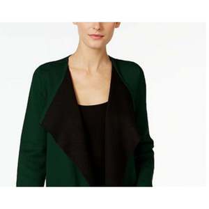 Cardigan Casual da Donna Alfani, Aperto sul Davanti, Bicolore con Decorazione a Bottoni, Taglia Extra Large, Verde Scuro, Stagione Invernale, Lana e Acrilico - Product Image 2