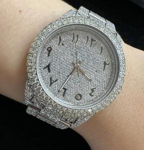 VVS Moissanite or bracelet en acier inoxydable luxe pour montre à quartz suisse pour hommes blanc brillant diamant Hip Hop Collection ETA - Product Image 5