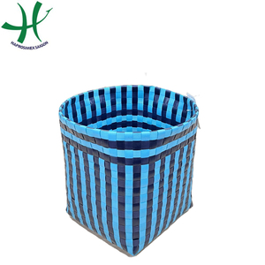 Handmade Full Color <b>Plastic</b> Woven <b>Basket</b> <b>with</b> <b>Handles</b> for Storage Imported from Vietnam - Product Image 4