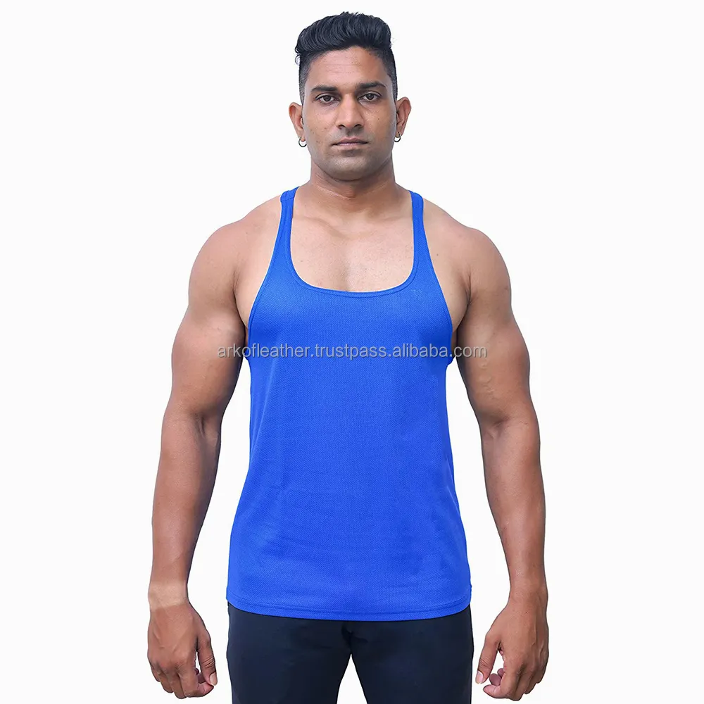 Schlussverkauf Gymnastik-Singlets Herren Tank-Oberteile blau Farbe Sport Stringer Bodybuilding Fitness Herren Singlet