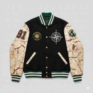 Veste universitaire pour homme à prix d'usine, broderie de logo personnalisée, veste de baseball, veste en feutre de laine, manches en PU, approvisionnement en vrac - Product Image 1