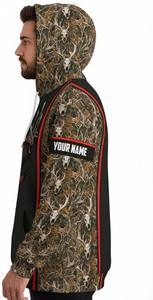 Sweat à capuche de chasse en coton 100% lavé, vintage, solide, avec un motif de crâne de cerf personnalisé, de haute qualité - Product Image 4