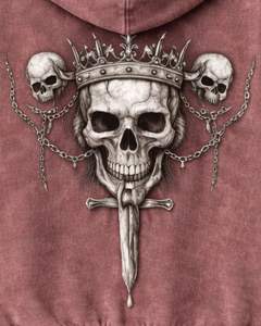 Sudadera con Capucha Personalizada con Estampado de Calavera Gótica Rosa Empolvada, Estilo Vintage, Sudadera Holgada de Felpa Gruesa, Sudadera con Capucha Estampada Personalizada - Product Image 5