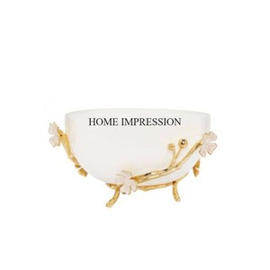 Belle base en métal robuste plaqué or de créateur élégant avec pièce maîtresse de table de bol de forme ronde et fournitures de bol de décoration - Product Image 4