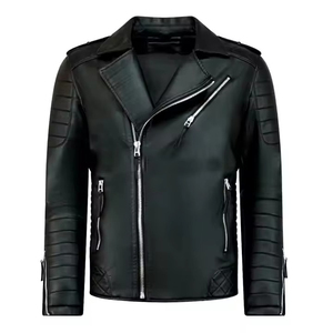 Veste de motard unisexe, tissu en toile de laine/polyester, vêtements de mode élégants, design chaud pour l'hiver, vente en gros de logo personnalisé à l'avant - Product Image 2