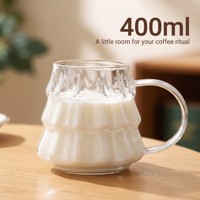 Mug en verre borosilicate de 400 ml en forme de sapin de Noël avec poignée pour café et lait, tasse de Noël transparente avec logo personnalisé