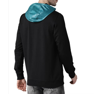 Sweats à capuche à cordon noir pour hommes en coton polyester respirant coupe régulière basique en coton mélangé à manches longues tenue décontracté - Product Image 4