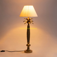 Lampe de table en laiton faite à la main, design moderne, abat-jour en tissu marron, éclairage décoratif pour Noël et anniversaire, couleurs personnalisables