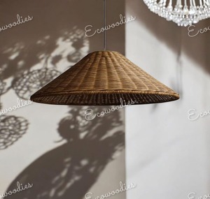Lustre moderne créatif en chanvre tissé en bambou, lampe en rotin romantique et chaleureuse pour la maison et l'hôtel, grandes tailles avec fonction d'éclairage - Product Image 1