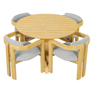 Ensemble de chaises de salle à manger en teck massif de haute qualité avec coussins et finition naturelle pour une utilisation en intérieur ou en extérieur - Product Image 2