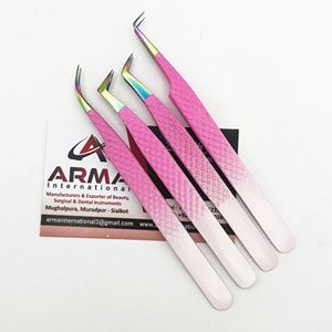 Pince à épiler à isolation en acier inoxydable avec pointe arc-en-ciel, meilleure qualité, rose, ombré - Product Image 1