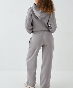 Conjunto Deportivo de Invierno para Mujer, Ropa Deportiva con Capucha de Poliéster, Estilo Urbano, Holgado, con Estampado, para Uso Diario, Gimnasio, Entrenamiento, 2 Piezas - Product Image 4