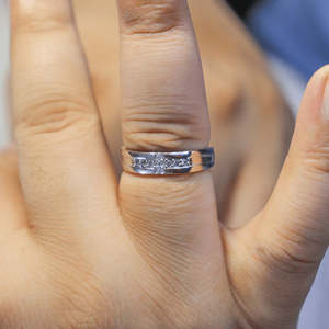 Bague de fiançailles pour homme en argent 925 avec diamant américain - Taille unique - Product Image 2