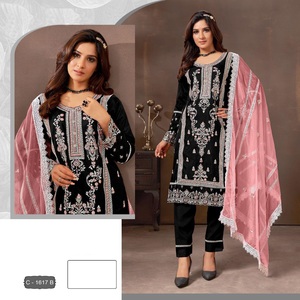 ใหม่ Organza ปากีสถานปักด้วยชุดทํางานหนักด้วย Stanton Pent พร้อมสุทธิ Dupatta สําหรับการขายออนไลน์ - Product Image 2