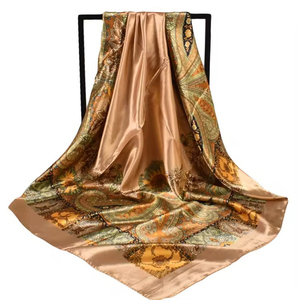 Women's Fashion Elegant Geometric Printed Twill <b>Square</b> <b>Scarf</b> 180cm Silk Satin Customizable Multi-Functional - Product Image 2