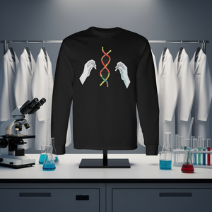 Camiseta de manga larga para profesores de biología con diseño de doble hélice de ADN tejida a mano - Product Image 3