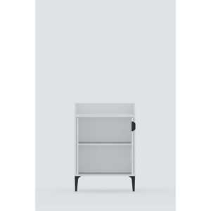 Meuble de rangement bas à 2 portes en panneaux de particules blancs, mobilier moderne modulaire multifonctionnel avec panneaux mélaminés - Product Image 4