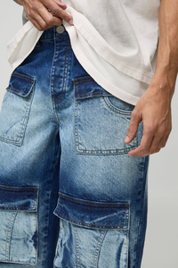 Hot Selling Custom Made Front Cargo Pockets Dirty Washed Cargo Denim <b>Jeans</b> Affordable Price Hip Hop Style Denim <b>Joggers</b> For <b>Men</b> - Product Image 2