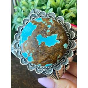 Alex Sanchez Natural #8 Turquoise & Sterling <b>Silver</b> Fashion <b>Cuff</b> <b>Bracelet</b> - Product Image 4