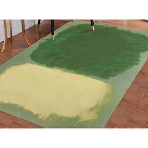 Tapis imprimé abstrait moderne vert, design 3D cool pour chambre, couloir, entrée, avec tapis moelleux à poils longs - Product Image 1