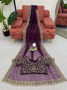 Hermosa blusa de diseñador de trabajo Butte con borde de encaje bordado de Organza suave pura, ropa tradicional, fiesta, boda - Product Image 6