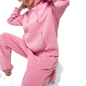 Winter Season Stacked Vintage <b>Velvet</b> Cotton Women's Acid Wash Streetwear Tracksuit Custom Two-Piece Flared Pant Sweatsuit Set - Product Image 3