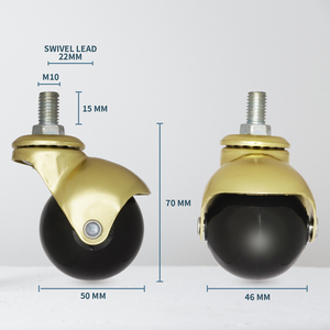 Rodillo giratorio de bola de 2 pulgadas para trabajo ligero con diámetro de tornillo M10 para carrito de cocina - Product Image 2