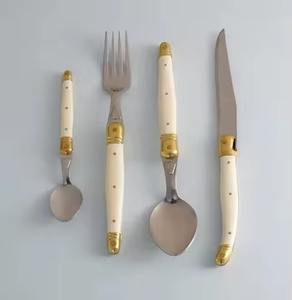 Handmade New Design Stainless Steel Flatware Set Gold Plated Metal Handle <b>Spoon</b> Fork Knives for <b>Table</b> Use - Product Image 4