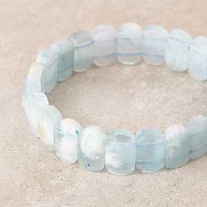 <b>Aquamarine</b> Natural Stone Wide Cut <b>Bracelet</b> - Product Image 3
