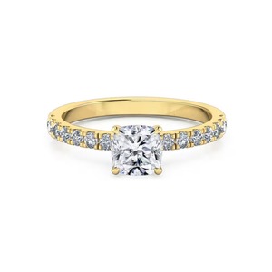 แหวนหมั้นเพชรทรงเหลี่ยมประดับเพชรแล็บโกรว์บนวงแหวนแบบปาเว่ ทองคำแท้ 14K ระดับความสะอาด F-VS2  งานฝังแบบปาเว่ ของขวัญสำหรับโอกาสพิเศษ - Product Image 1