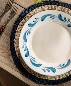 Napperons ronds en jonc de mer avec bordure colorée personnalisée Produits écologiques Napperon fabriqué au Vietnam Décoration de table Vente en gros - Product Image 5