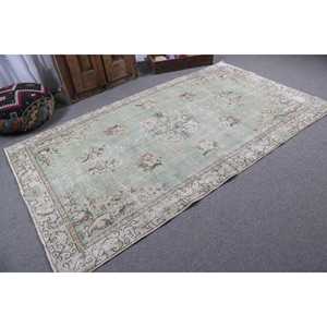 Alfombra Turca de 5x8.5 pies, Alfombra Vintage Grande, Alfombra de Lana con Puntos Verdes y Marrones - Product Image 2