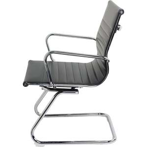 เก้าอี้สำหรับห้องโถง/ห้องประชุมหนัง PU พนักพิงกลางแบบโครเมียม 8 ชิ้น พร้อมที่วางแขนแบบคงที่ - Product Image 6