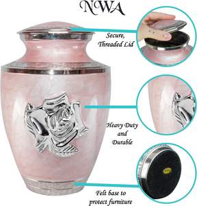 Urna de cremación de rosa para adultos personalizada, urna funeraria de flor de Rosa grande, urna de Ceniza con bolsa de terciopelo y personalización - Product Image 2