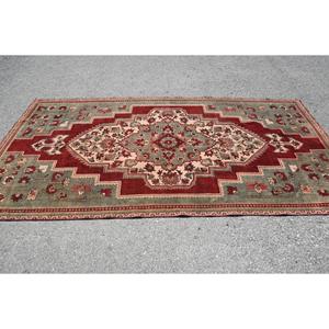 Alfombra Turca de 4.9x9.2 pies, Alfombra Grande Vintage, Alfombra con Diseño Floral Rojo - Product Image 3