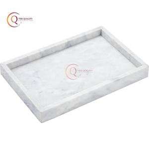 Bandeja de mármol moderna para servir, Decoración de mesa de restaurante y cocina de Color blanco, bandeja para servir frutas y chapada para uso en bodas - Product Image 1