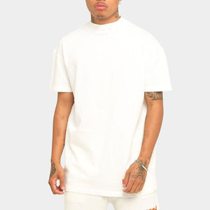 Personalizable 100% algodón Drop Shoulder Camisetas para hombres Casual Heavyweight Knitted Logo Plus Size T-Shirt - Product Image 3