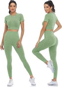 Ensemble de deux pièces pour femmes, leggings sans couture taille haute et hauts de yoga, pour le sport, la salle de sport - Product Image 3