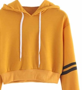 เสื้อฮู้ดสีเหลืองระบายอากาศได้ดี เป็นมิตรกับสิ่งแวดล้อม มีแถบสีดำ แขนเสื้อแบบปกติ สีพื้น ผ้าฝ้ายถัก ยูนิเซ็กซ์ สวมใส่สบายในฤดูหนาว - Product Image 4