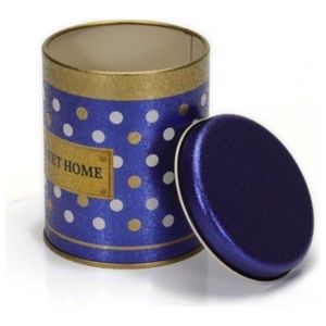 0.6L Tapa de deslizamiento Punto Azul Ø 90x110mm Caja de lata redonda para accesorios de café y té - Product Image 5