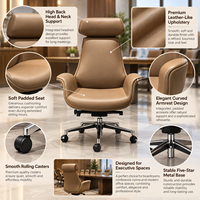 Chaise de conférence à dossier haut en cuir PU, chaise de bureau avec appui-tête et roulettes pour salle de réunion, bureau de direction