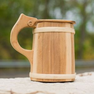 Eco-friendly Wooden Beer <b>Mugs</b> Germany Beer Cup Creative Coffee Drink <b>Mug</b> with Handle for Restaurant Decor Christmas Occasion - Product Image 5