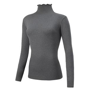 Haut décontracté à col montant pour femme, tendance, confortable et chaud, en jersey avec décoration boutonnée - Product Image 2