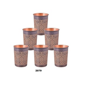 Gobelets en cuivre antiques avec conception de sculpture gobelet en cuivre solide et pur pour le bureau à domicile et le <span class=keywords><strong>yoga</strong></span> - Product Image 1
